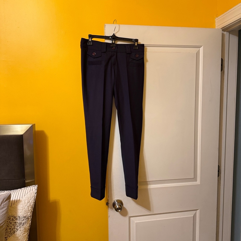 Elegant Ladies Dark Blue Dress Pants